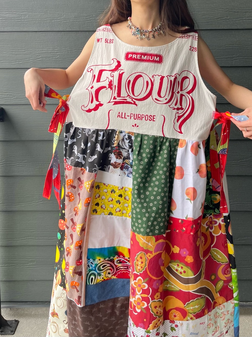 Flour Sack Fairytale | Handmade Linen Cotton Blend Quilt Dress | SKU 07232